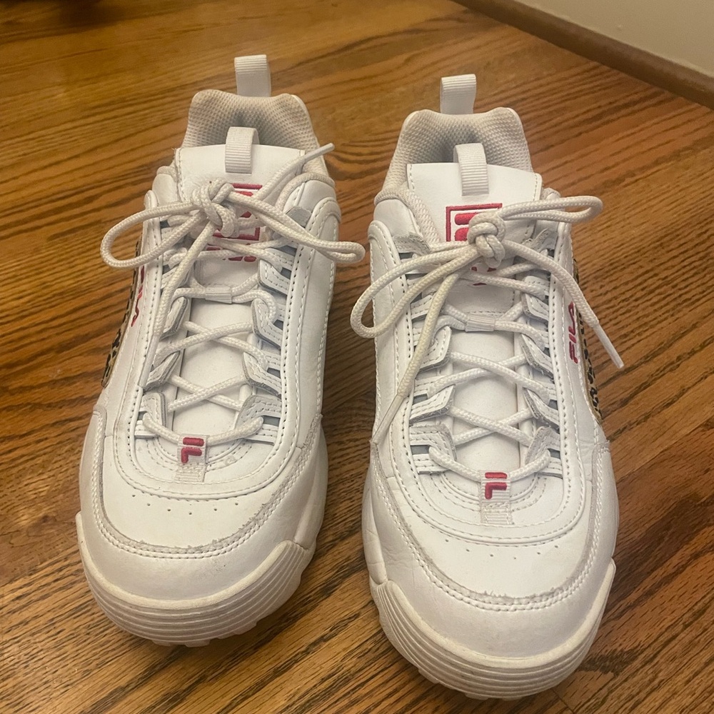 Fila White Sneakers with Pink Details